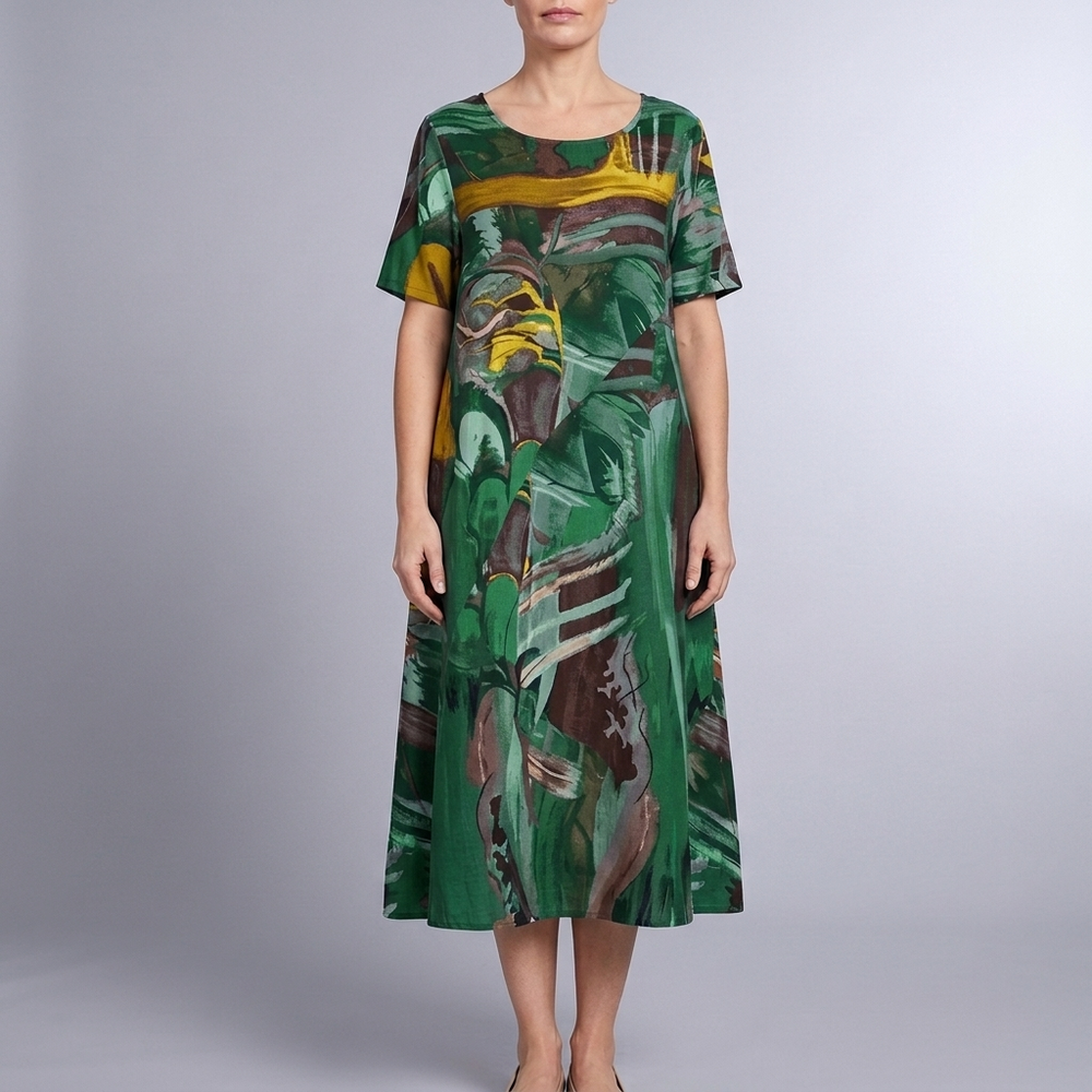 Women's Summer Dress | Maxi Short Sleeve Blue front view