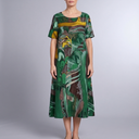 Women's Summer Dress | Maxi Short Sleeve Green front view