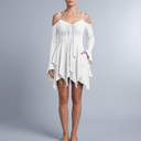 Women's Mini Dress | Off-the-Shoulder Layered White front view