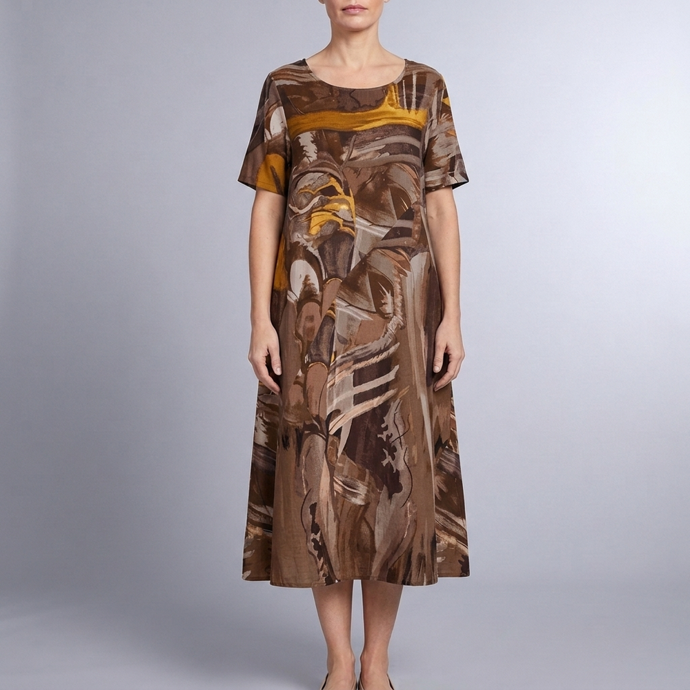 Women's Summer Dress | Maxi Short Sleeve Blue front view