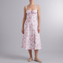 Women's Summer Dress | Midi Floral Corset Waist Pink front view