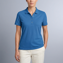 Women's Polo Shirt | Short Sleeve Button Neck Blue front view