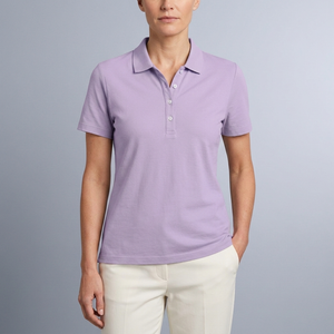 Women's Polo Shirt | Short Sleeve Button Neck Purple front view