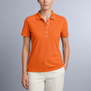 Women's Polo Shirt | Short Sleeve Button Neck Orange front view