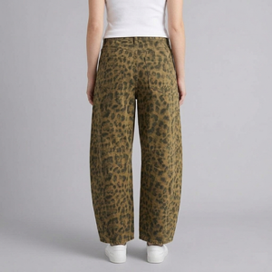 Women's Baggy Jeans | Leopard Print Wide Leg back view