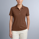 Women's Polo Shirt | Short Sleeve Button Neck Brown front view