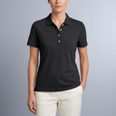 Women's Polo Shirt | Short Sleeve Button Neck Black front view