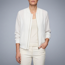 Women's Bomber Jacket | Floral Print Zip Front White front view