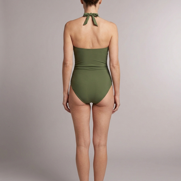 Women's Swimsuit | Halter Neck Ruched V-Neck back view