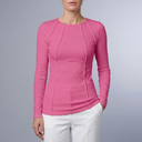Women's Long Sleeve Top | Ribbed Fitted Cropped Pink front view