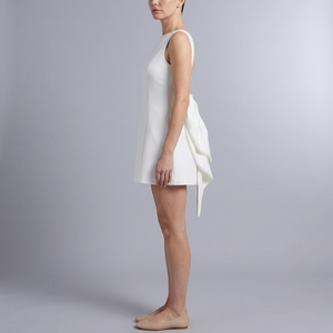Women's White Dress | Mini Sleeveless Pearl Embellished White side view