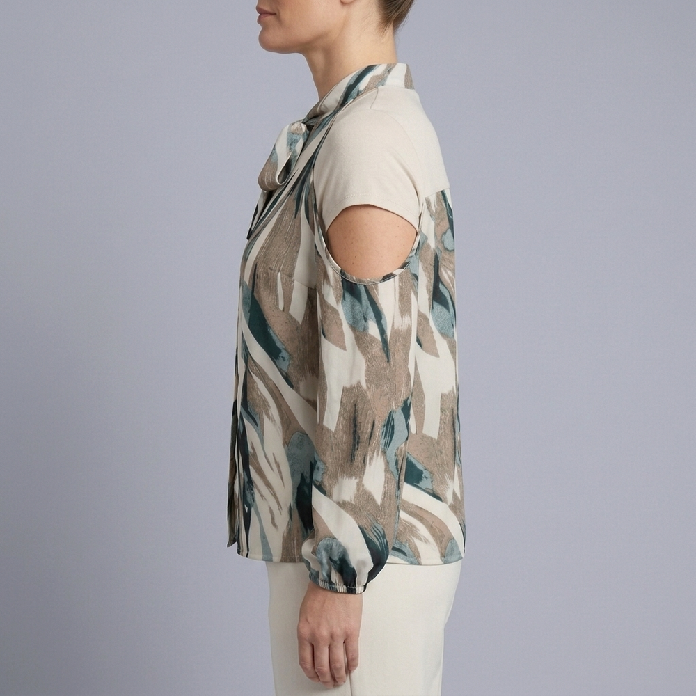 Women's Halter Top | Cold Shoulder Long Sleeve front view