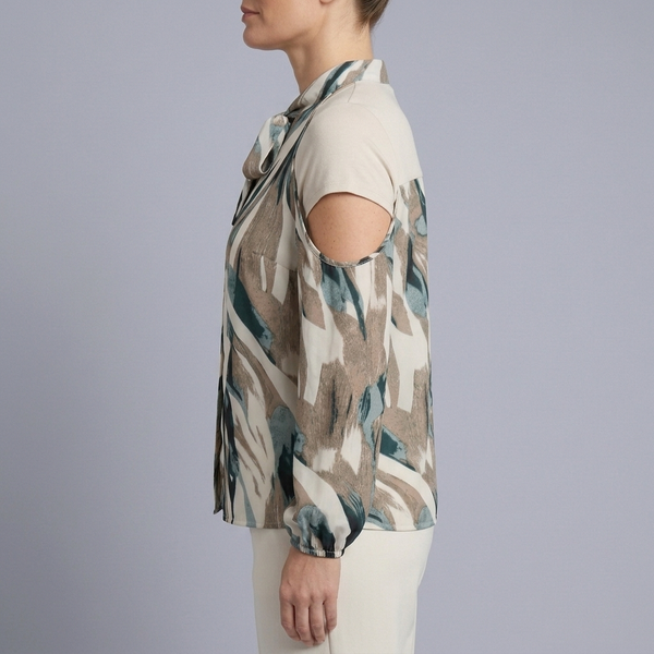 Women's Halter Top | Cold Shoulder Long Sleeve side view