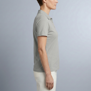 Women's Polo Shirt | Short Sleeve Button Neck Grey side view