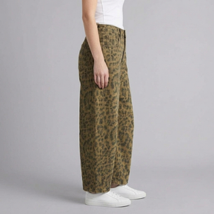Women's Baggy Jeans | Leopard Print Wide Leg side view