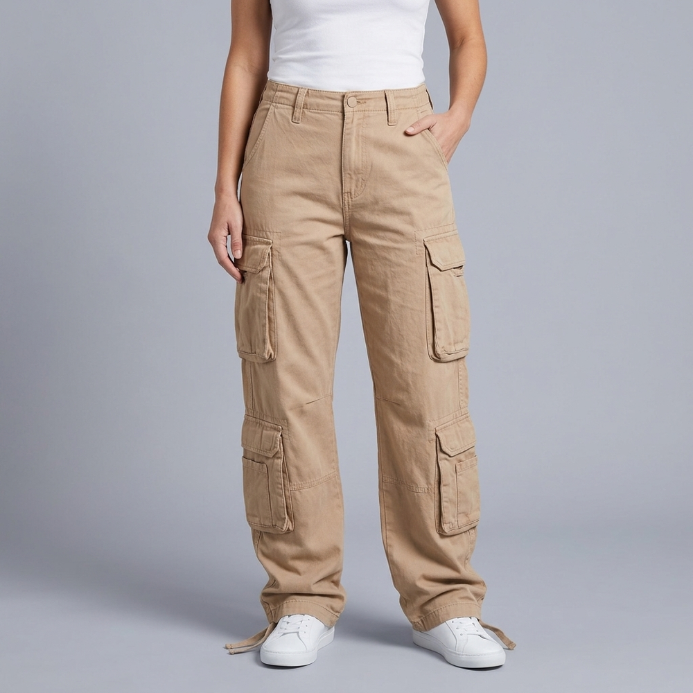 Women's Cargo Pants | Cargo Pockets Utility Style Khaki front view