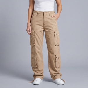 Women's Cargo Pants | Cargo Pockets Utility Style Khaki front view