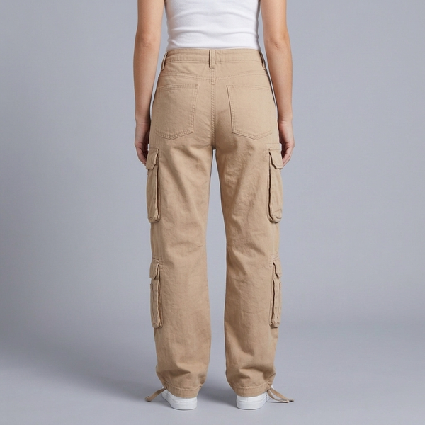 Women's Cargo Pants | Cargo Pockets Utility Style Khaki back view