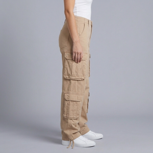 Women's Cargo Pants | Cargo Pockets Utility Style Khaki side view