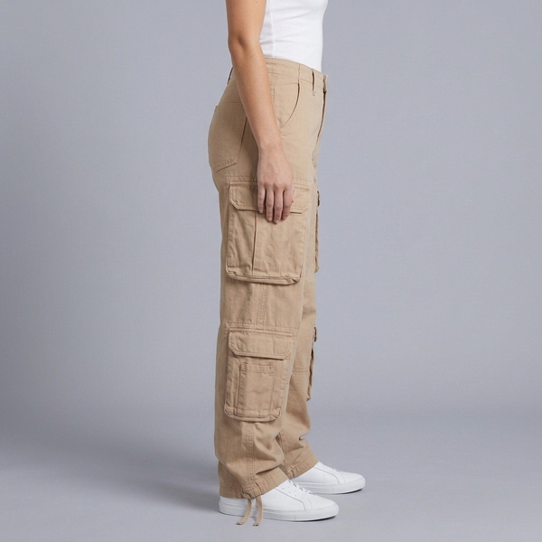Women's Cargo Pants | Cargo Pockets Utility Style Khaki side view