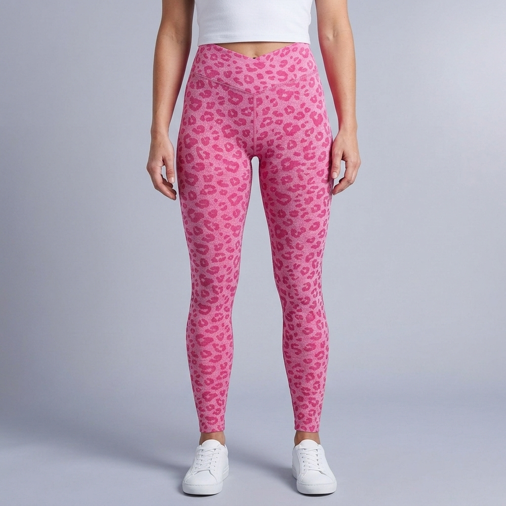 Women's Leggings | Leopard Print Ruched High Waist Grey front view