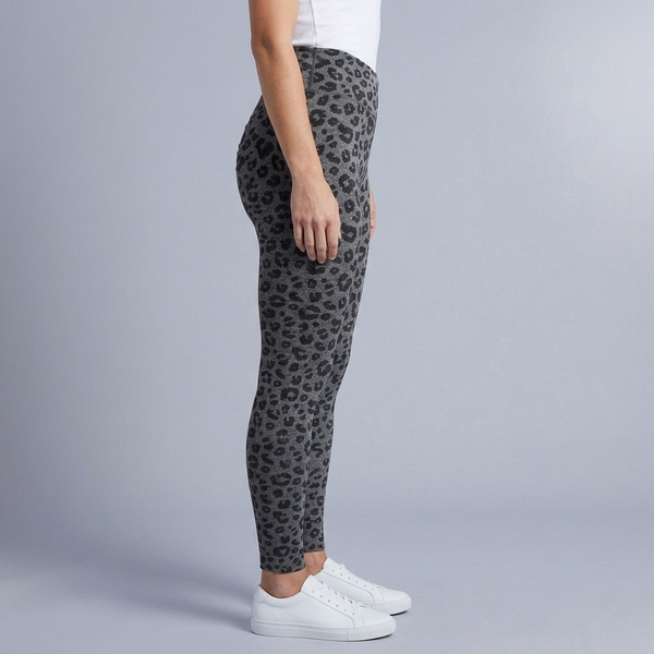 Women's Leggings | Leopard Print Ruched High Waist Grey side view