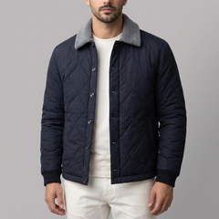 Men's Jackets | Quilted Fleece Lined Blue front view
