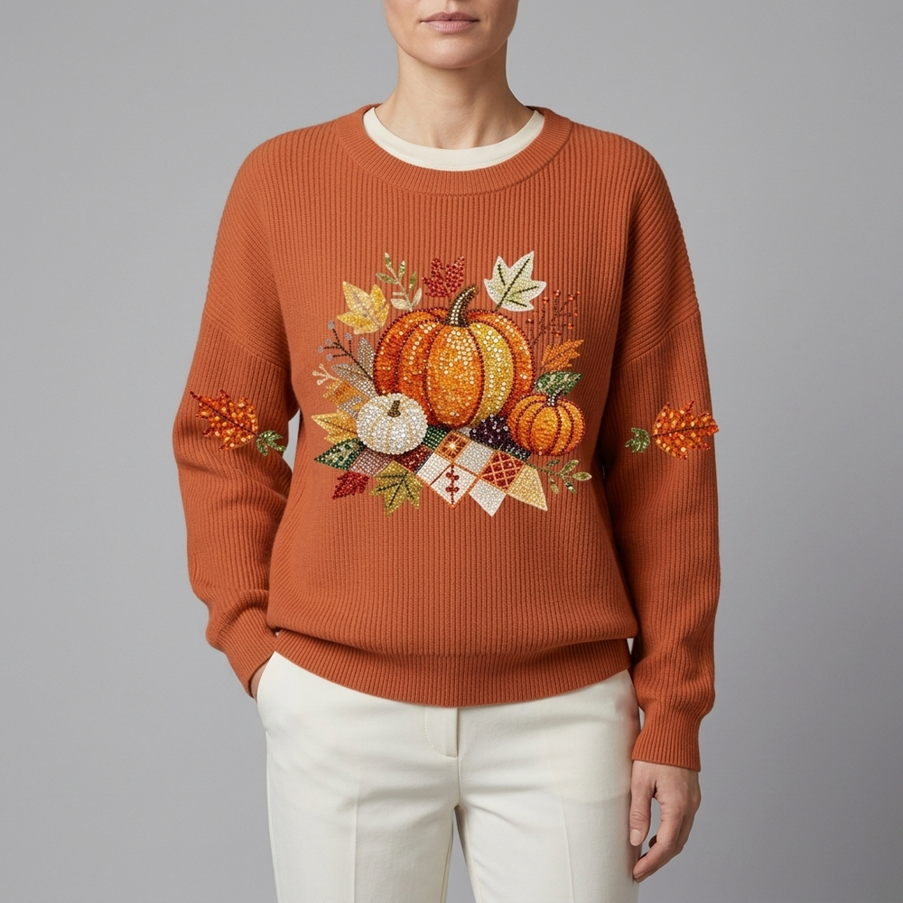 Women's Sweatshirt | Long Sleeve Graphic Print Orange front view