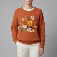 Women's Sweatshirt | Long Sleeve Graphic Print Orange front view
