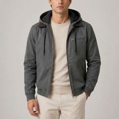 Men's Jackets | Hooded Harrington Classic Cold Weather Grey front view