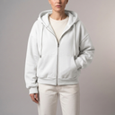 Women's Hoodie | Cropped Zip-Up Long Sleeve White front view