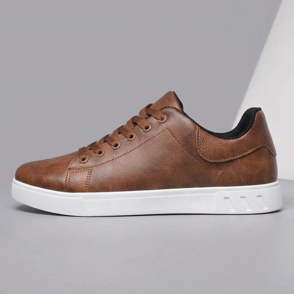 Dress Shoes For Men | Midi Lace-Up Leather Trainers Brown side profile