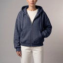 Women's Hoodie | Cropped Zip-Up Long Sleeve Dark Blue front view