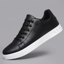 Dress Shoes For Men | Midi Lace-Up Leather Trainers Black three-quarter front view