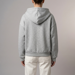 Women's Hoodie | Cropped Zip-Up Long Sleeve Light Grey back view