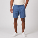 Men's Beach Shorts | Linen Drawstring Elastic Waist Blue front view