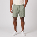 Men's Beach Shorts | Linen Drawstring Elastic Waist Green front view