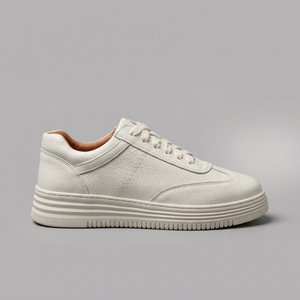 White Shoes For Men | Leather Lace-Up Platform side profile
