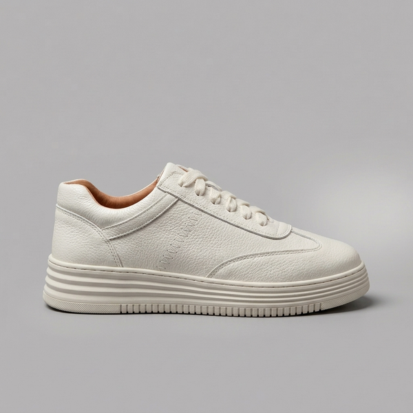 White Shoes For Men | Leather Lace-Up Platform side profile