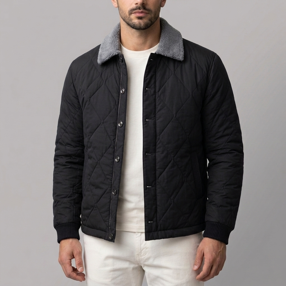 Men's Jackets | Quilted Fleece Lined Blue front view
