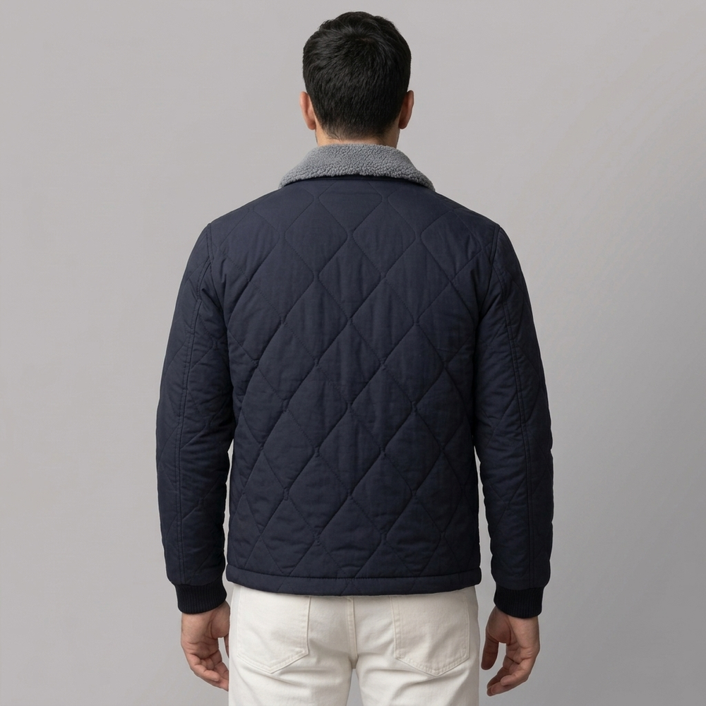 Men's Jackets | Quilted Fleece Lined Blue front view