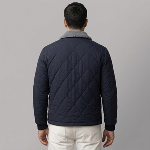Men's Jackets | Quilted Fleece Lined Blue back view