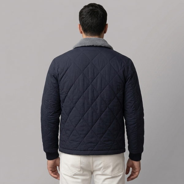 Men's Jackets | Quilted Fleece Lined Blue back view