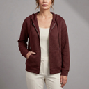 Women's Rain Jacket | Quilted Hooded Zip Front Burgundy front view