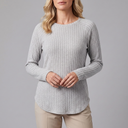 Women's Tunic | Long Sleeve Crew Neck Ribbed Knit Light Grey front view