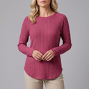 Women's Tunic | Long Sleeve Crew Neck Ribbed Knit Fuchsia front view