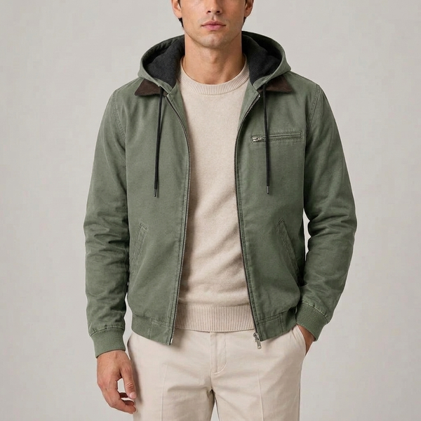 Men's Jackets | Hooded Harrington Classic Cold Weather Green front view