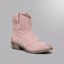 Boots For Women | Western Ankle Pull On Block Heel Light Pink three-quarter front view