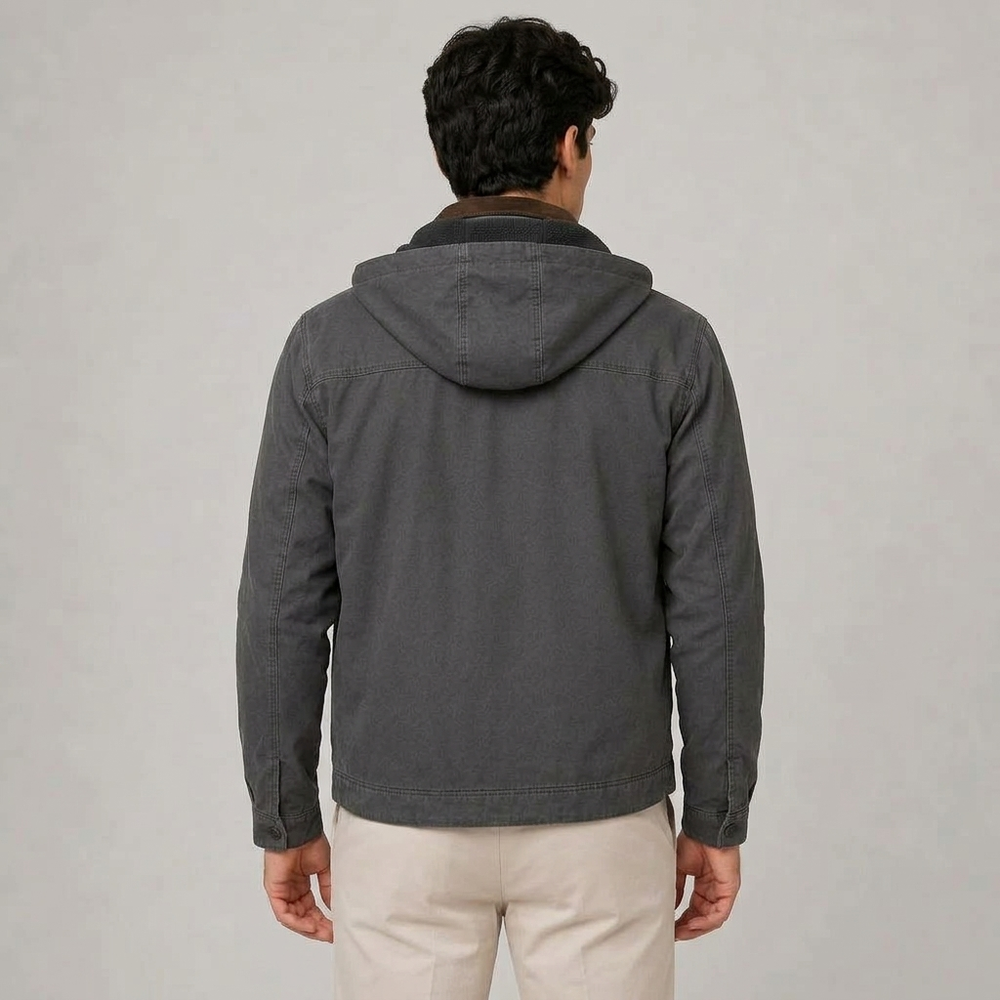 Men's Jackets | Hooded Harrington Classic Cold Weather Grey front view