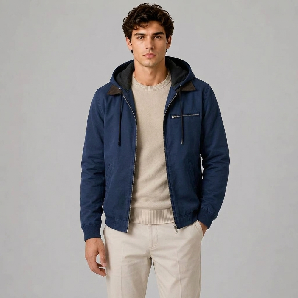 Men's Jackets | Hooded Harrington Classic Cold Weather Grey front view